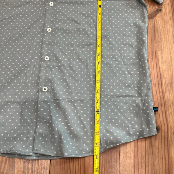 Men's Michael Brandon Green White Polka Dot Short Sleeve Button Shirt M, 0033 B1 - Picture 5 of 10